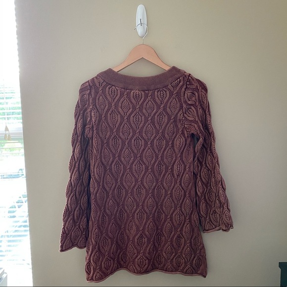 Women’s Soft Surroundings Brown Snow Wash Diamond Cable Knit Sweater Siz… - Picture 3 of 6